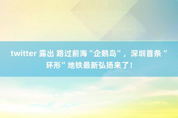 twitter 露出 路过前海“企鹅岛”，深圳首条“环形”地铁最新弘扬来了！