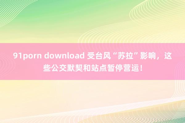 91porn download 受台风“苏拉”影响，这些公交默契和站点暂停营运！