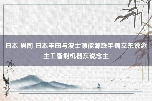 日本 男同 日本丰田与波士顿能源联手确立东说念主工智能机器东说念主