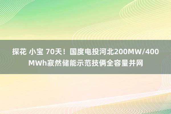 探花 小宝 70天！国度电投河北200MW/400MWh寂然储能示范技俩全容量并网